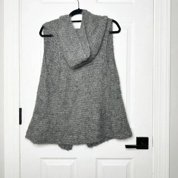 EILEEN FISHER Size Small Alpaca Silk Hooded Open Cardigan Sweater Vest - Picture 4 of 4